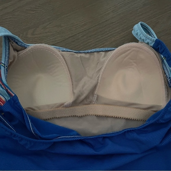 Gabar Swimwear Blue Striped Bathing Suit Top Size 16 - Picture 3 of 8